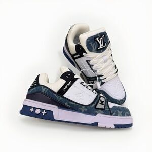 Louis Vuitton Denim and White Sneakers